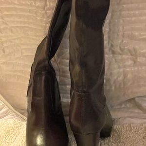 Chocolate knee high zip boots